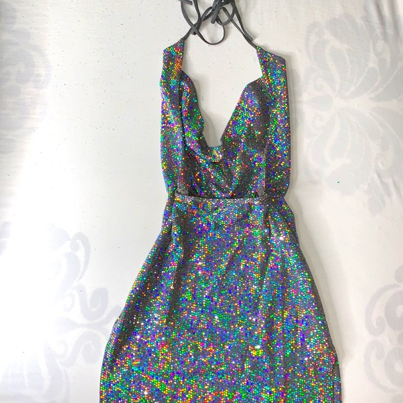 Silver Sequins Mini Dress - Picture 3 of 4